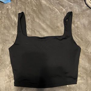 Black square neck athletic tank top